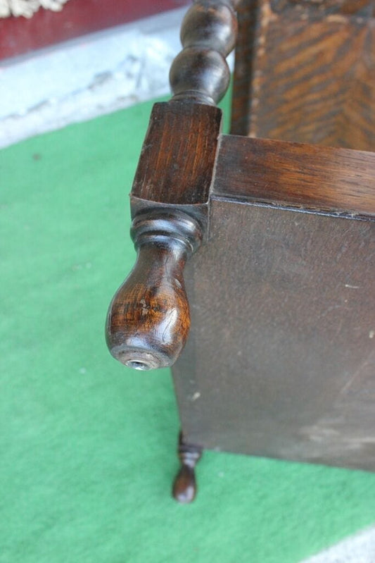 TAVOLINO ANTICO IN LEGNO DI ROVERE A DUE RIPIANI  PORTAVIVANDE INGLESE Arredamento