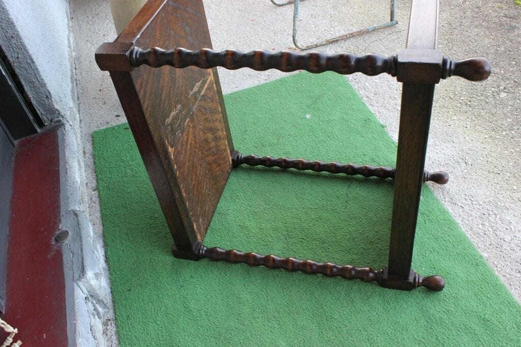 TAVOLINO ANTICO IN LEGNO DI ROVERE A DUE RIPIANI  PORTAVIVANDE INGLESE Arredamento