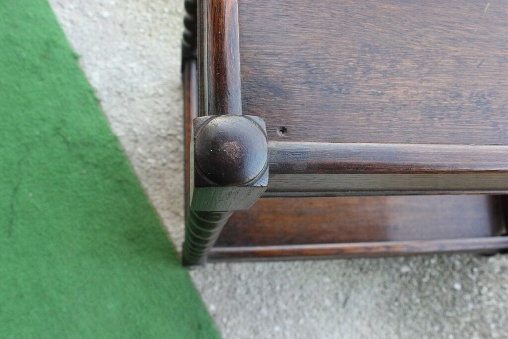 TAVOLINO ANTICO IN LEGNO DI ROVERE A DUE RIPIANI  PORTAVIVANDE INGLESE Arredamento