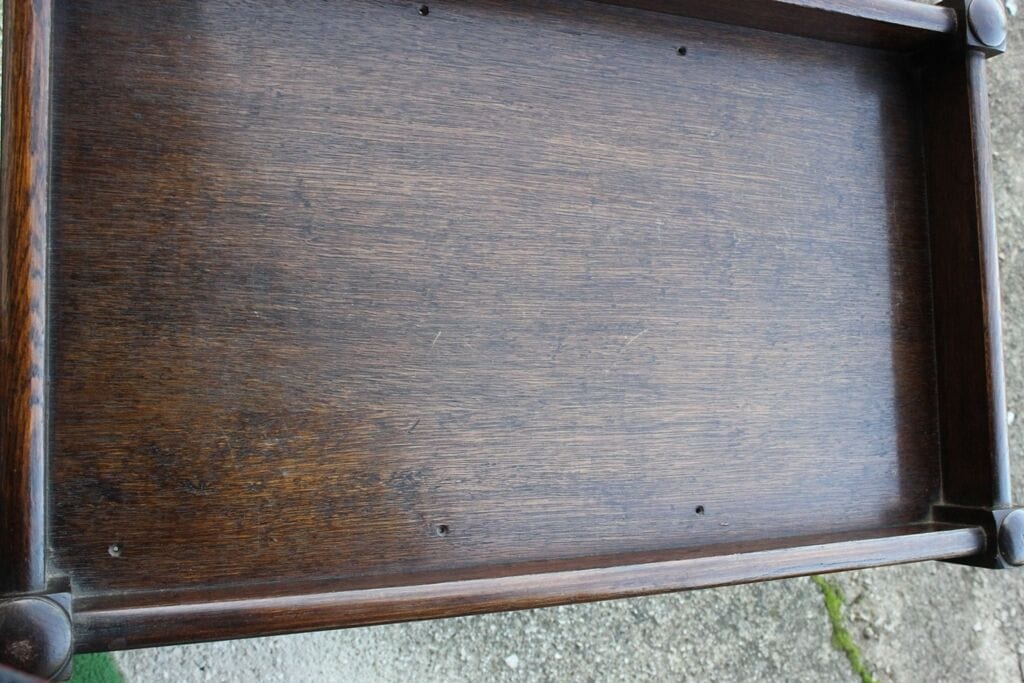 TAVOLINO ANTICO IN LEGNO DI ROVERE A DUE RIPIANI  PORTAVIVANDE INGLESE Arredamento