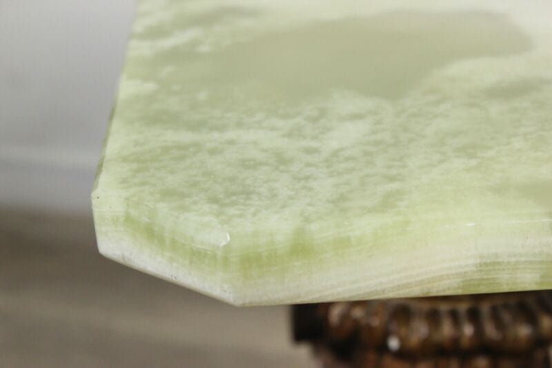 Tavolino antico rettangolare in legno e onice tavolo basso da per salotto marmo Arredamento