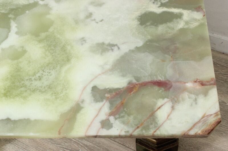 Tavolino antico rettangolare in legno e onice tavolo basso da per salotto marmo Arredamento