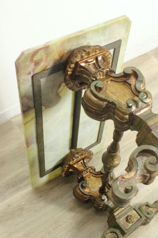 Tavolino antico rettangolare in legno e onice tavolo basso da per salotto marmo Arredamento