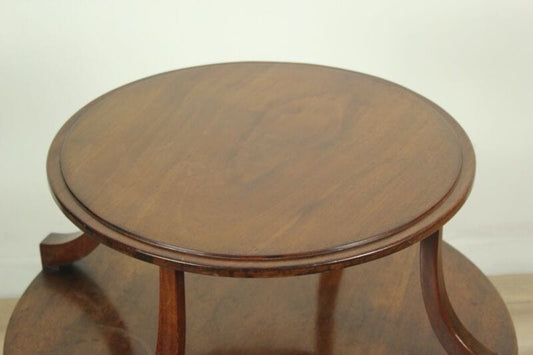 Tavolino antico rotondo a due piu ripiani tavolo in legno di mogano servomuto Arredamento