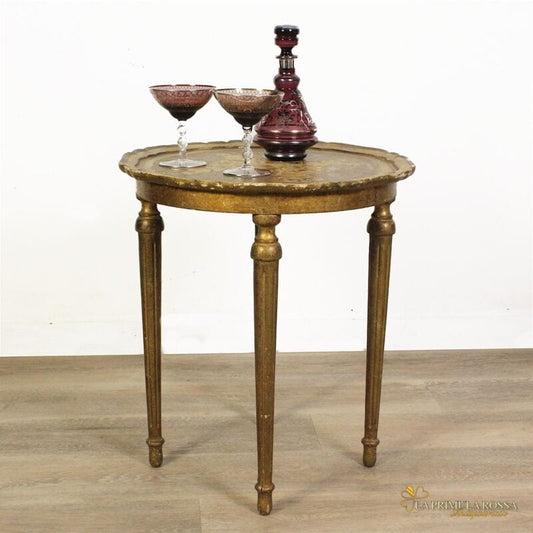 Tavolino antico rotondo tavolo in legno fiorentino da per salotto porta telefono Arredamento