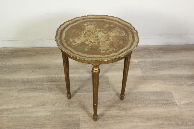 Tavolino antico rotondo tavolo in legno fiorentino da per salotto porta telefono Arredamento