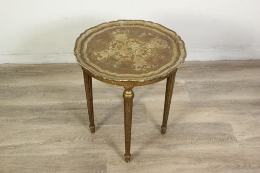 Tavolino antico rotondo tavolo in legno fiorentino da per salotto porta telefono Arredamento