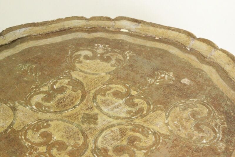 Tavolino antico rotondo tavolo in legno fiorentino da per salotto porta telefono Arredamento