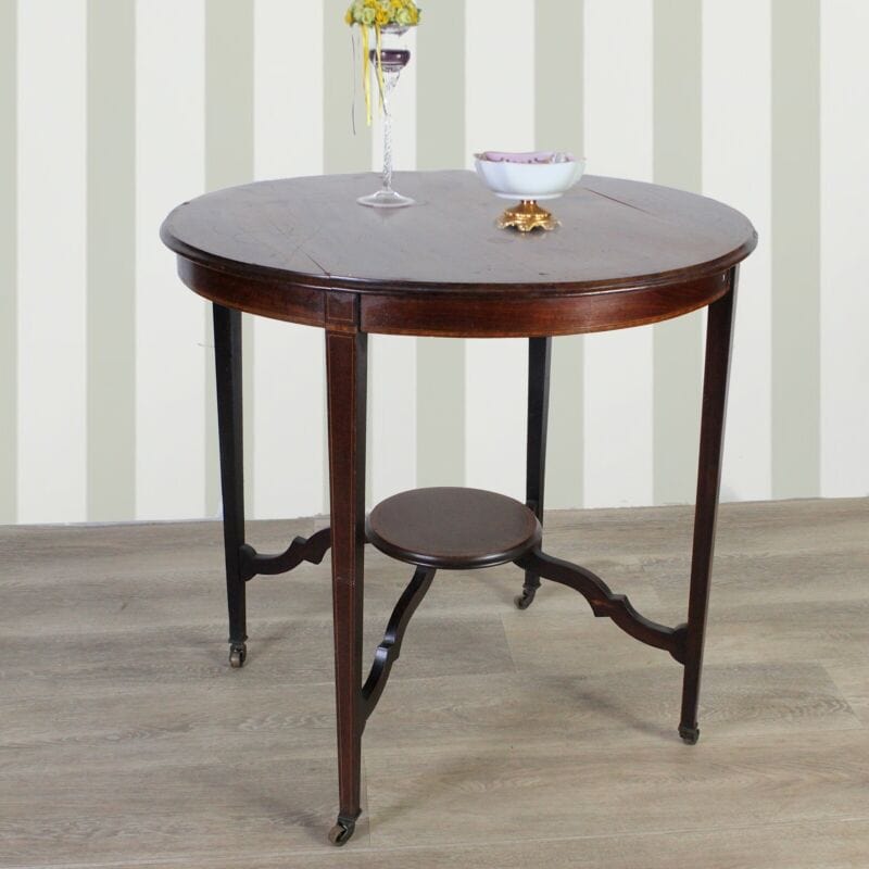 Tavolino antico rotondo tavolo in legno inglese intarsiato da per salotto tè Arredamento