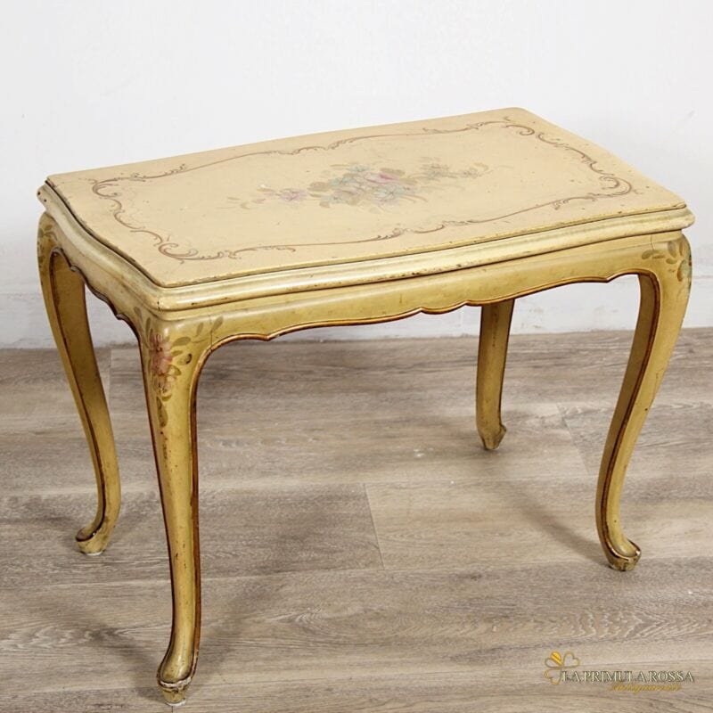 Tavolino basso da salotto laccato in legno stile antico veneziano dipinto a mano Arredamento