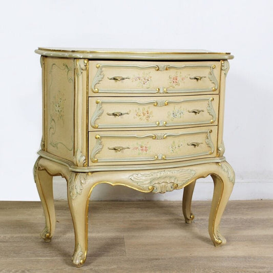 Tavolino con cassetti laccato comodino dipinto in stile veneziano mobile antico Arredamento