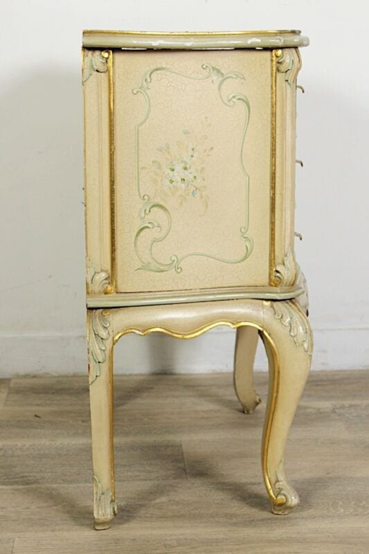 Tavolino con cassetti laccato comodino dipinto in stile veneziano mobile antico Arredamento