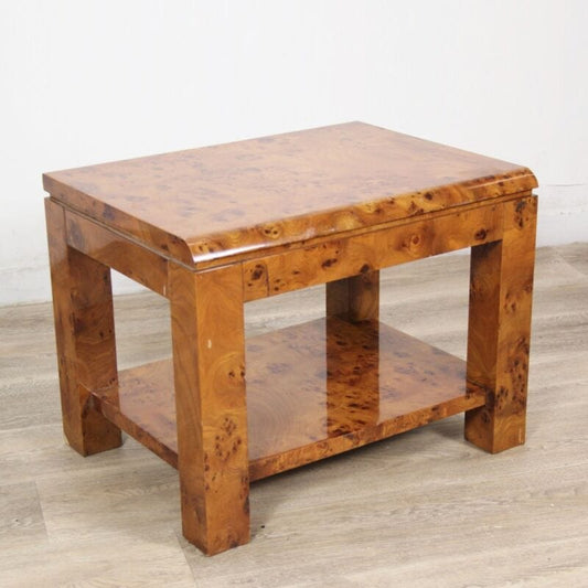 Tavolino da salotto basso tavolo vintage stile art deco in legno radica chiaro Arredamento