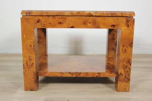 Tavolino da salotto basso tavolo vintage stile art deco in legno radica chiaro Arredamento
