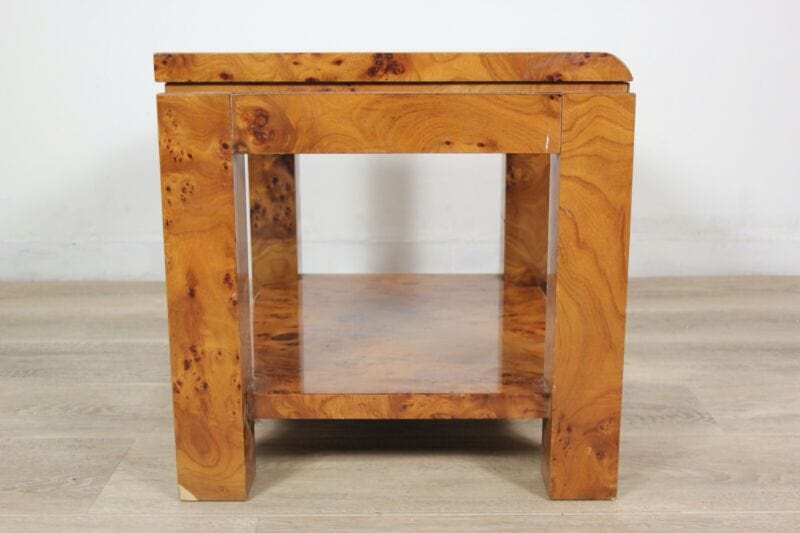Tavolino da salotto basso tavolo vintage stile art deco in legno radica chiaro Arredamento