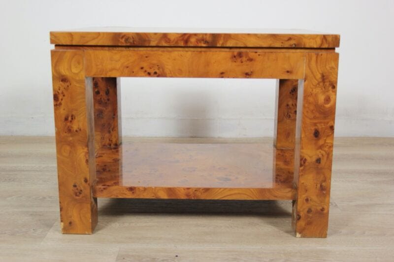 Tavolino da salotto basso tavolo vintage stile art deco in legno radica chiaro Arredamento