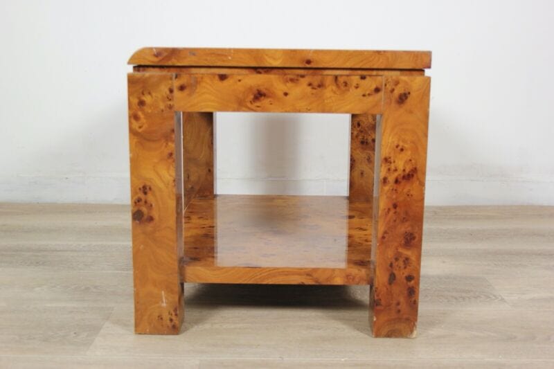 Tavolino da salotto basso tavolo vintage stile art deco in legno radica chiaro Arredamento