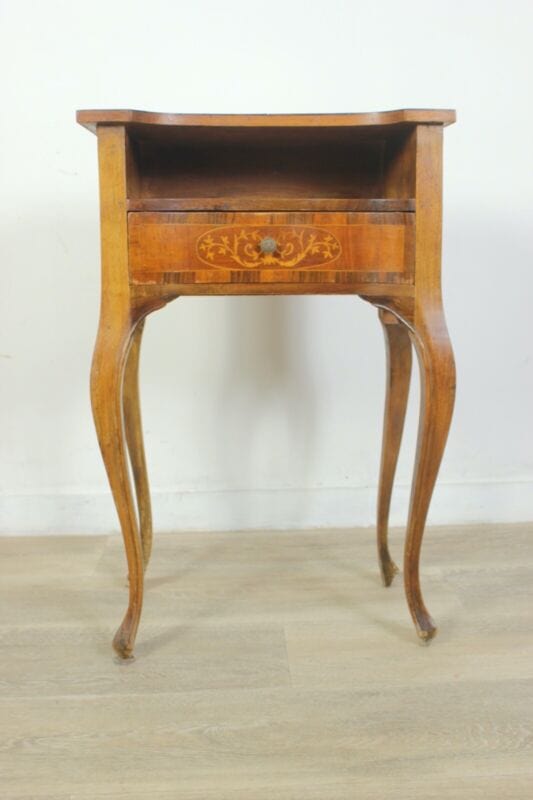 Tavolino intarsiato stile antico Luigi XV mobile porta telefono con cassetto Arredamento