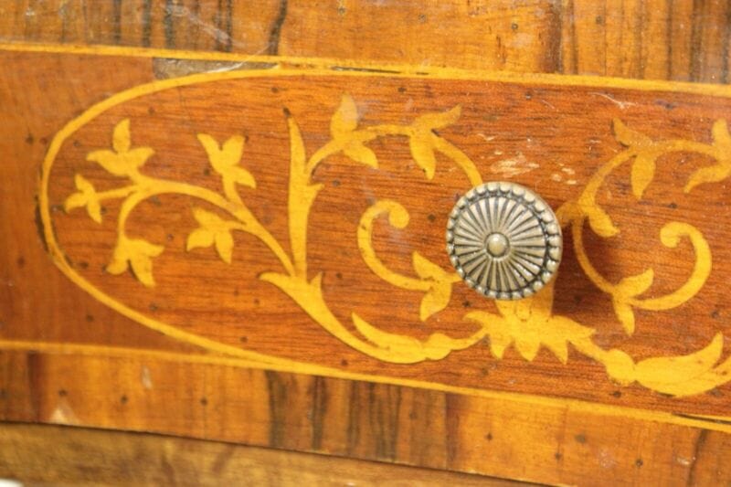 Tavolino intarsiato stile antico Luigi XV mobile porta telefono con cassetto Arredamento