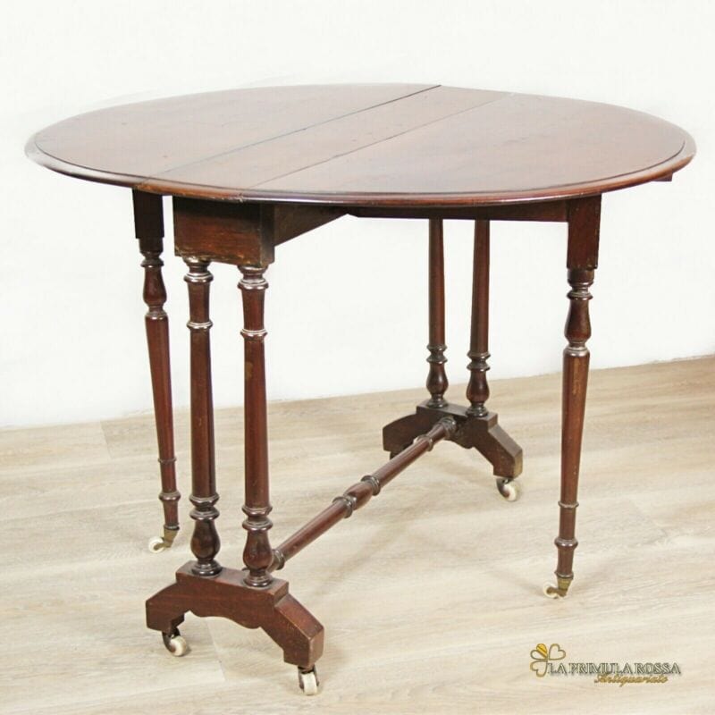 Tavolino tavolo antico a bandelle da salotto per soggiorno in legno pieghevole Arredamento