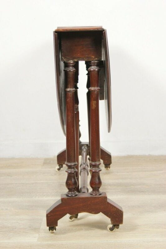 Tavolino tavolo antico a bandelle da salotto per soggiorno in legno pieghevole Arredamento