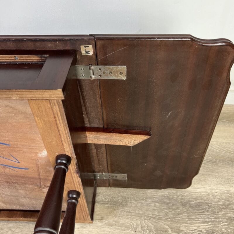 Tavolino tavolo antico da salotto basso in legno piano pelle per ufficio vintage Arredamento