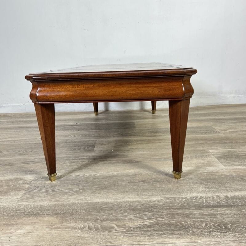 Tavolino tavolo antico da salotto basso in legno piano pelle per ufficio vintage Arredamento