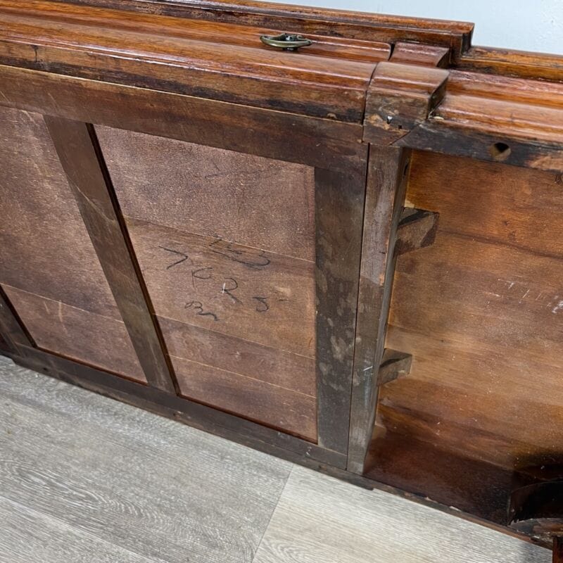 Tavolino tavolo antico da salotto basso in legno piano pelle per ufficio vintage Arredamento