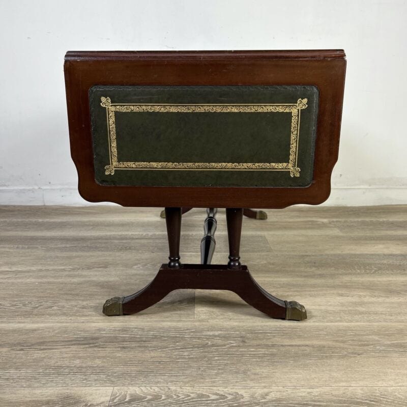 Tavolino tavolo antico da salotto basso in legno piano pelle per ufficio vintage Arredamento