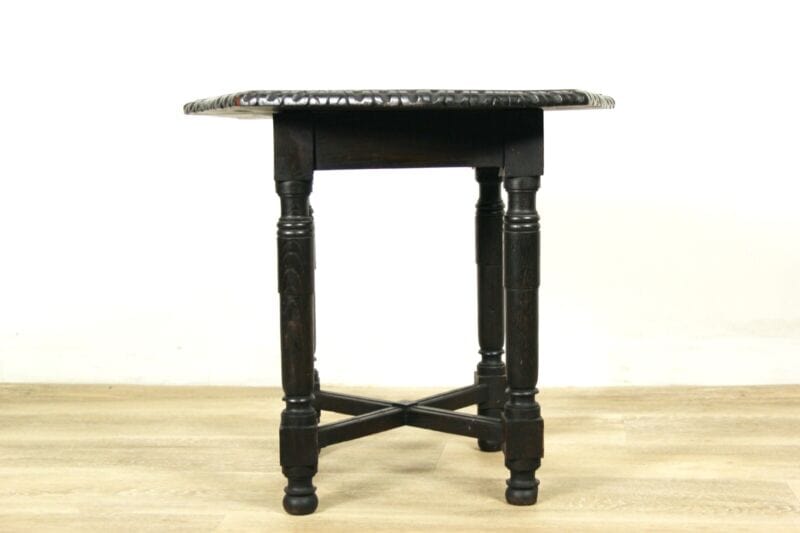 Tavolino tavolo antico da salotto basso per soggiorno in legno ottagonale scuro Arredamento