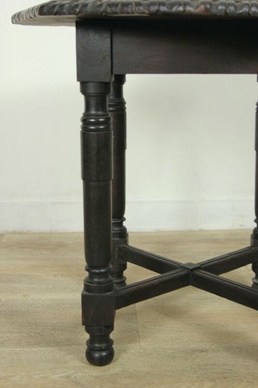 Tavolino tavolo antico da salotto basso per soggiorno in legno ottagonale scuro Arredamento