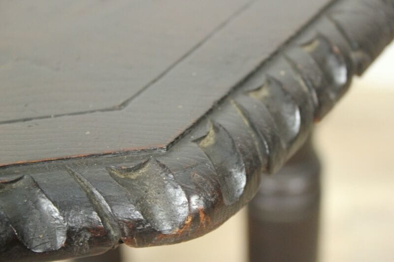 Tavolino tavolo antico da salotto basso per soggiorno in legno ottagonale scuro Arredamento