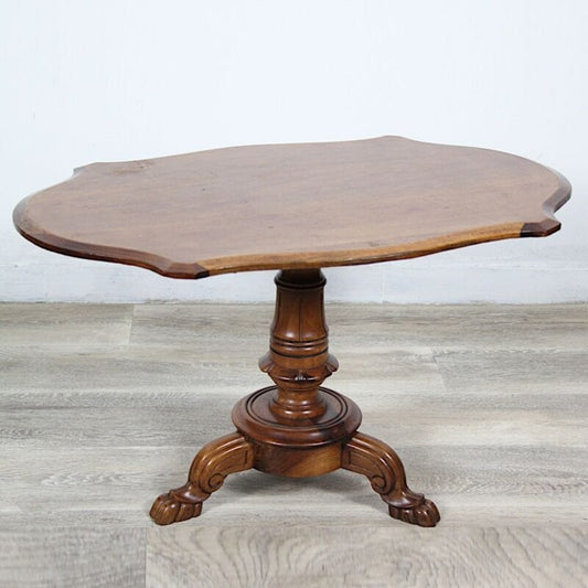 Tavolino tavolo antico da salotto basso per soggiorno in legno ovale a biscotto Arredamento