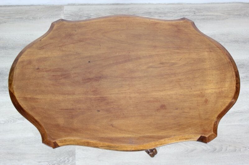Tavolino tavolo antico da salotto basso per soggiorno in legno ovale a biscotto Arredamento