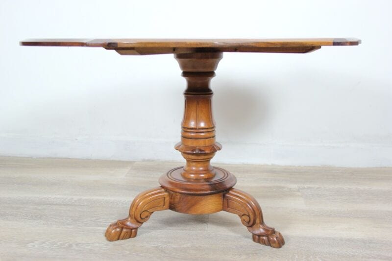 Tavolino tavolo antico da salotto basso per soggiorno in legno ovale a biscotto Arredamento