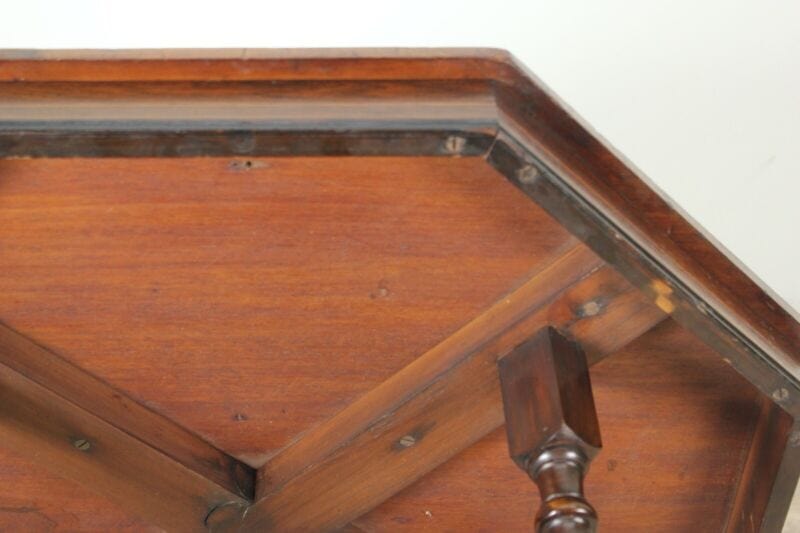 Tavolino tavolo antico da salotto in legno palissandro ottagonale inglese '800 Arredamento