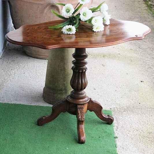 Tavolino tavolo antico da salotto per soggiorno in legno ovale a biscotto 800 Arredamento