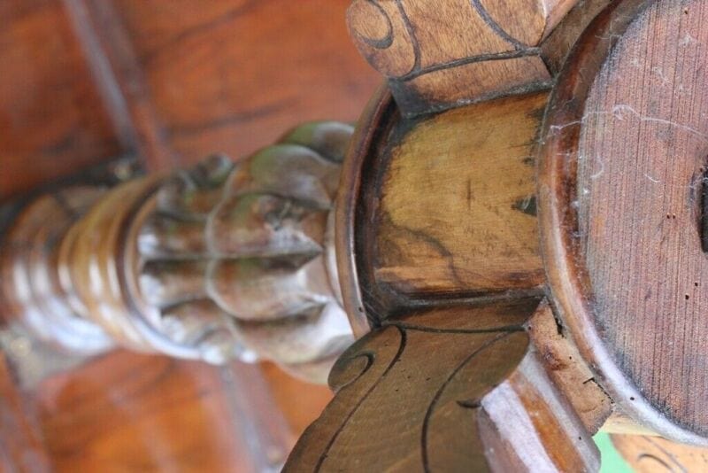 Tavolino tavolo antico da salotto per soggiorno in legno ovale a biscotto 800 Arredamento