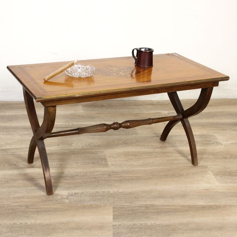 Tavolino tavolo antico da salotto soggiorno in legno intarsiato rettangolare Arredamento