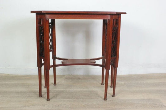 Tavolino tavolo antico da salotto soggiorno in legno ottagonale inglese  ' 800 Arredamento