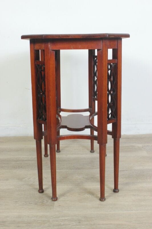 Tavolino tavolo antico da salotto soggiorno in legno ottagonale inglese  ' 800 Arredamento