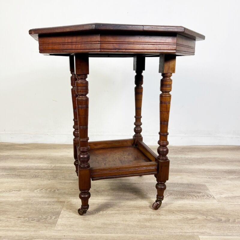 Tavolino tavolo antico da salotto soggiorno in legno ottagonale inglese  '800 X Arredamento