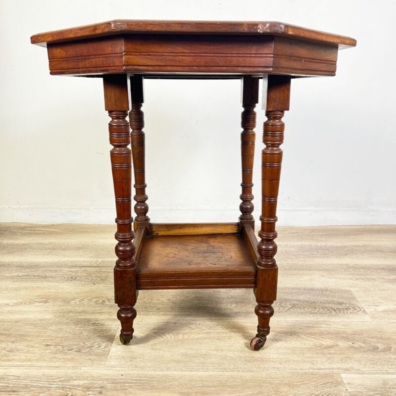 Tavolino tavolo antico da salotto soggiorno in legno ottagonale inglese  '800 X Arredamento