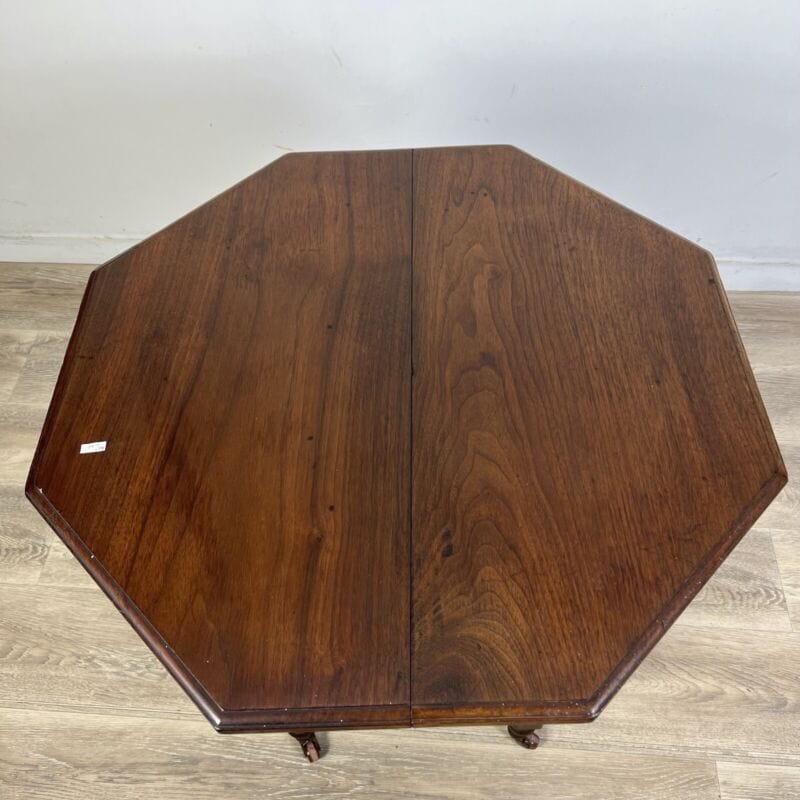 Tavolino tavolo antico da salotto soggiorno in legno ottagonale inglese  '800 X Arredamento