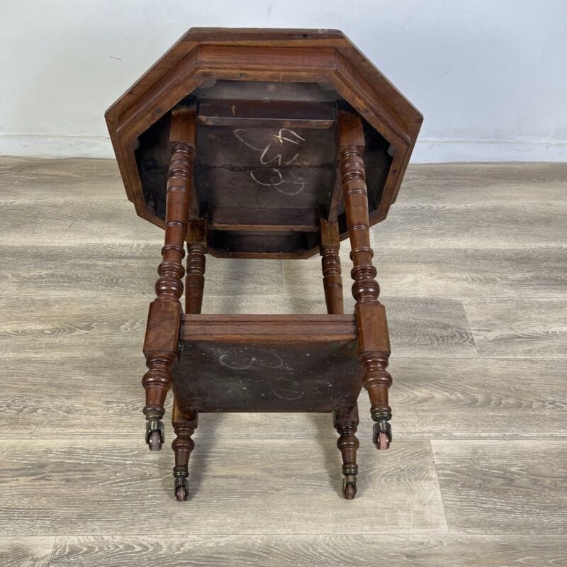 Tavolino tavolo antico da salotto soggiorno in legno ottagonale inglese  '800 X Arredamento