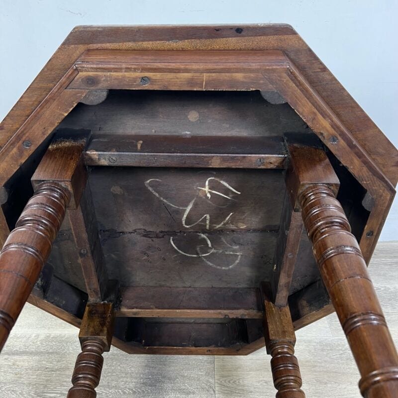 Tavolino tavolo antico da salotto soggiorno in legno ottagonale inglese  '800 X Arredamento