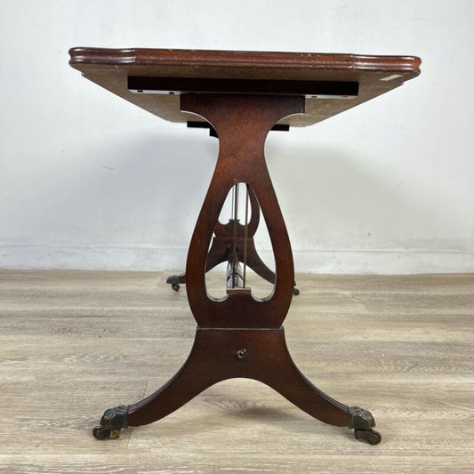 Tavolino tavolo basso antico da salotto con piano in pelle stile Regency vintage Arredamento