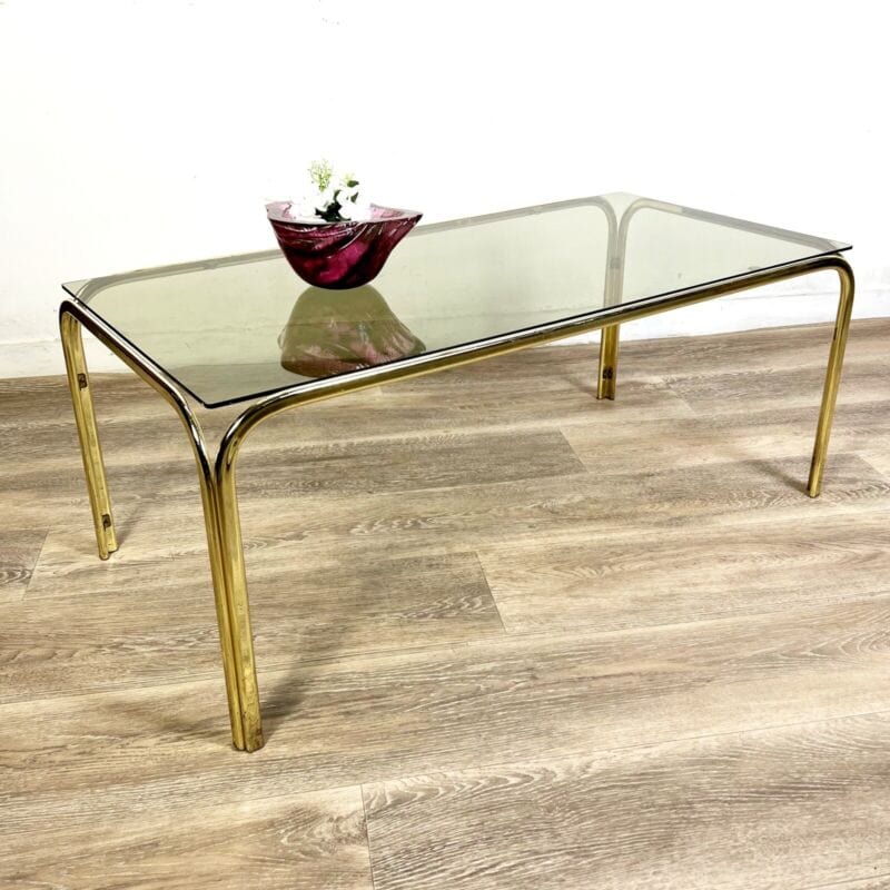 Tavolino tavolo da salotto caffe basso rettangolare in vetro e ottone – La  Primula Rossa Antiquariato