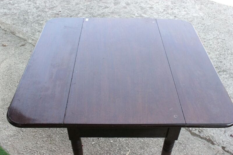 TAVOLO ANTICO IN LEGNO CON ALETTE - CONSOLLE - TAVOLINO IN MOGANO + CASSETTO Arredamento
