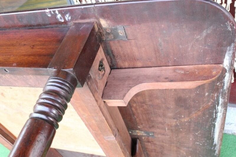 TAVOLO ANTICO IN LEGNO CON ALETTE - CONSOLLE - TAVOLINO IN MOGANO + CASSETTO Arredamento